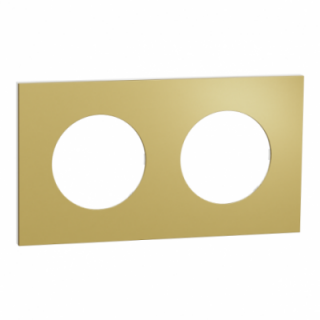 Odace M. plaque 2 postes laiton blanc