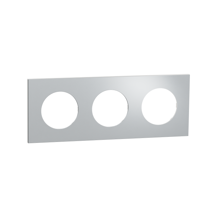 Odace M. plaque 3 postes Aluminium blanc