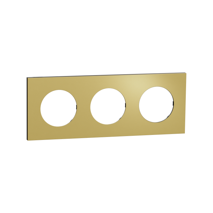 Odace M. plaque 3 postes laiton noir