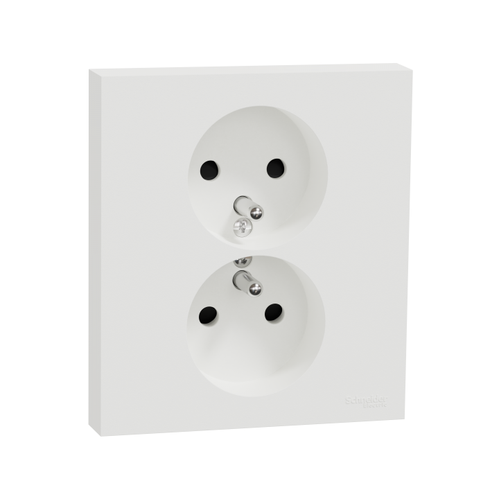 Odace prise 2P/T double blanc griffes