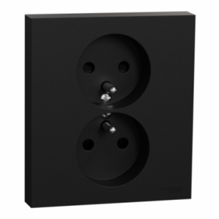 Odace prise 2P/T double noir griffes