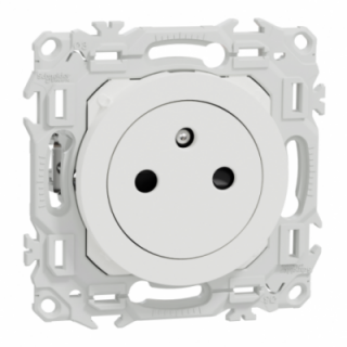 Odace prise 2P/T affleurante blanc griff