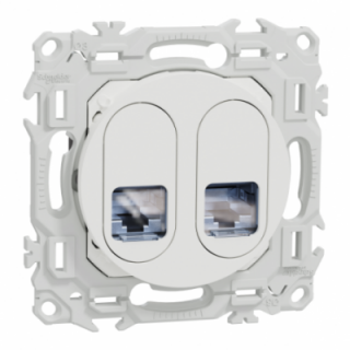 Odace prise double RJ45 cat.6 STP blanc