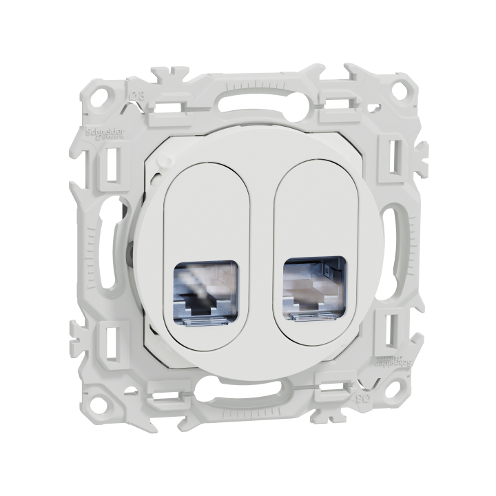 Odace prise double RJ45 cat.6 STP blanc