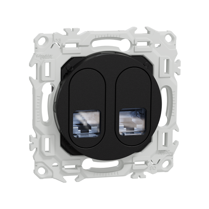 Odace prise double RJ45 cat.6 STP noir