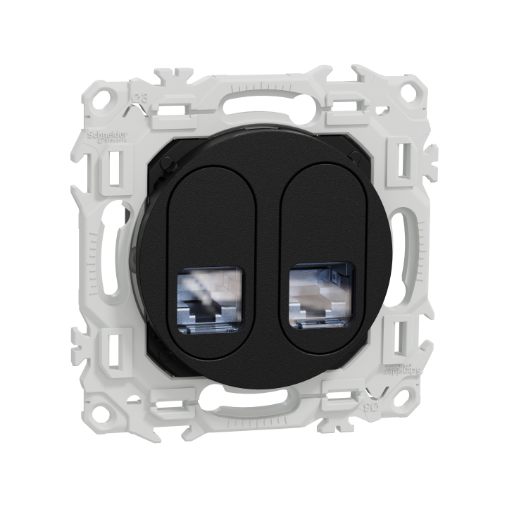 Odace prise double RJ45 cat.6a STP noir
