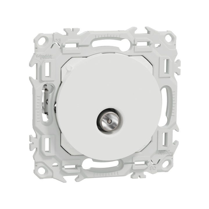 Odace prise TV simple blanc griffes