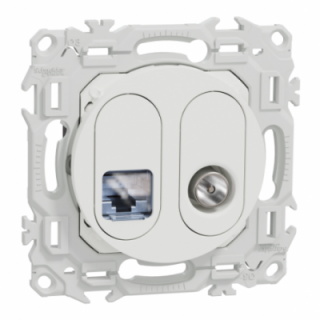 Odace prise RJ45 cat.6 STP / TV blanc