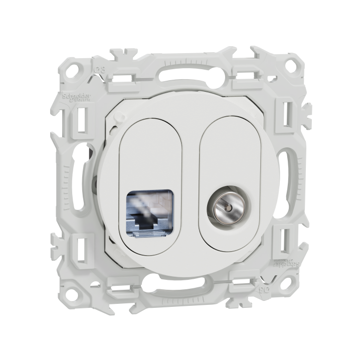 Odace prise RJ45 cat.6 STP / TV blanc
