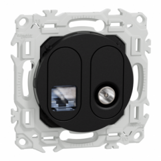 Odace prise RJ45 cat.6 STP / TV noir