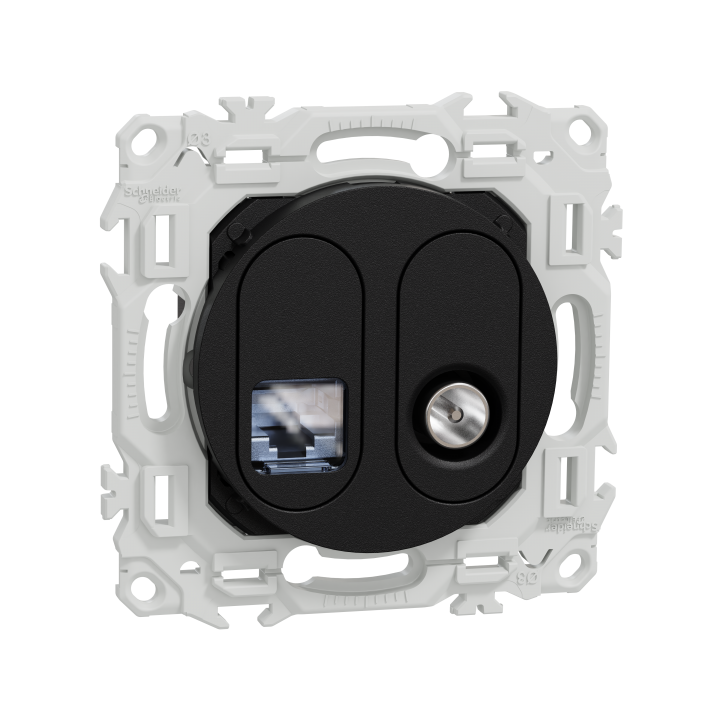 Odace prise RJ45 cat.6 STP / TV noir