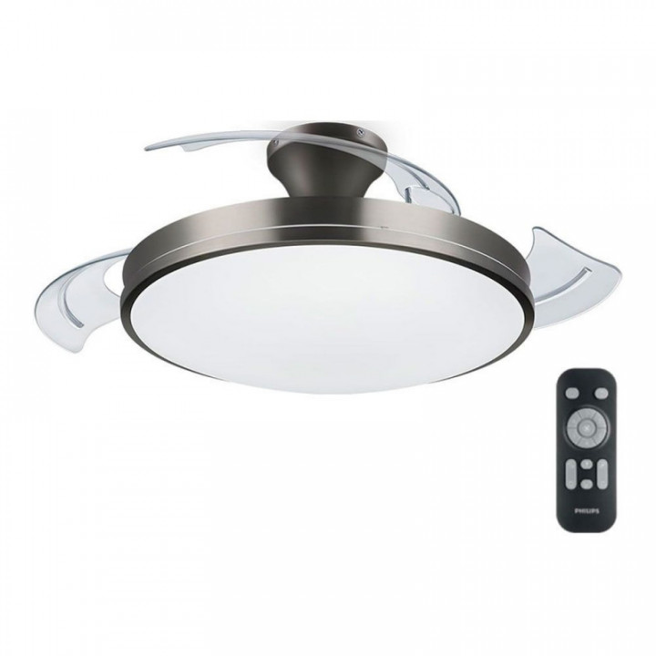 VENTILATEUR DE PLAFOND À LED MODÈLE ATLAS. COULEUR NIKEL. PU