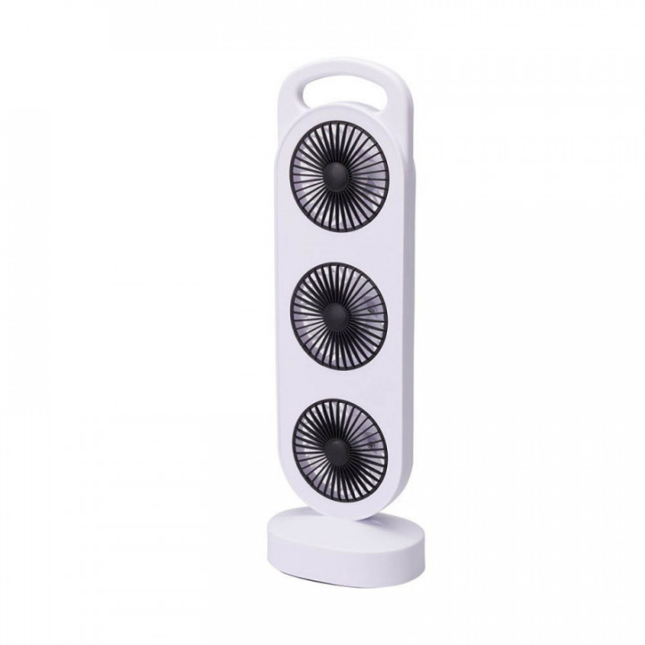 VENTILATEUR DE TABLE RECHARGEABLE, BLANC ET NOIR, 3 VITESSES