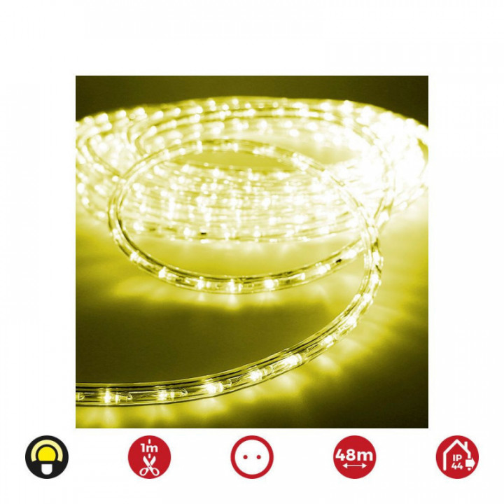 TUBE FLEXIBLE FIXE 2 VOIES 48m. 30 LED/m IP44 JAUNE