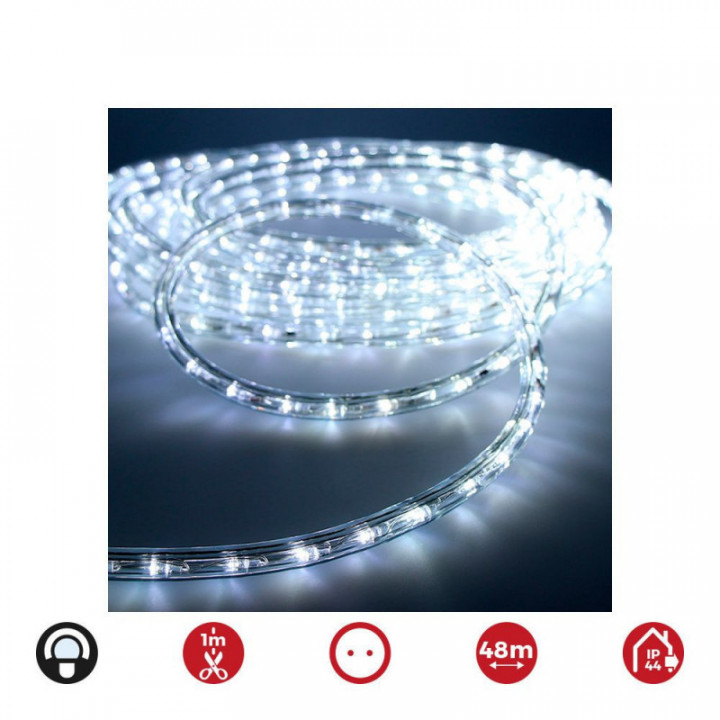 TUBE FLEXIBLE FIXE 2 VOIES 48m. 30 LEDS/m IP44 BLANC FROID