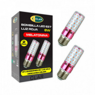 AMPOULE TUBULAIRE ROUGE À MÉLATONINE E27 8 W, LOT DE 2 unité