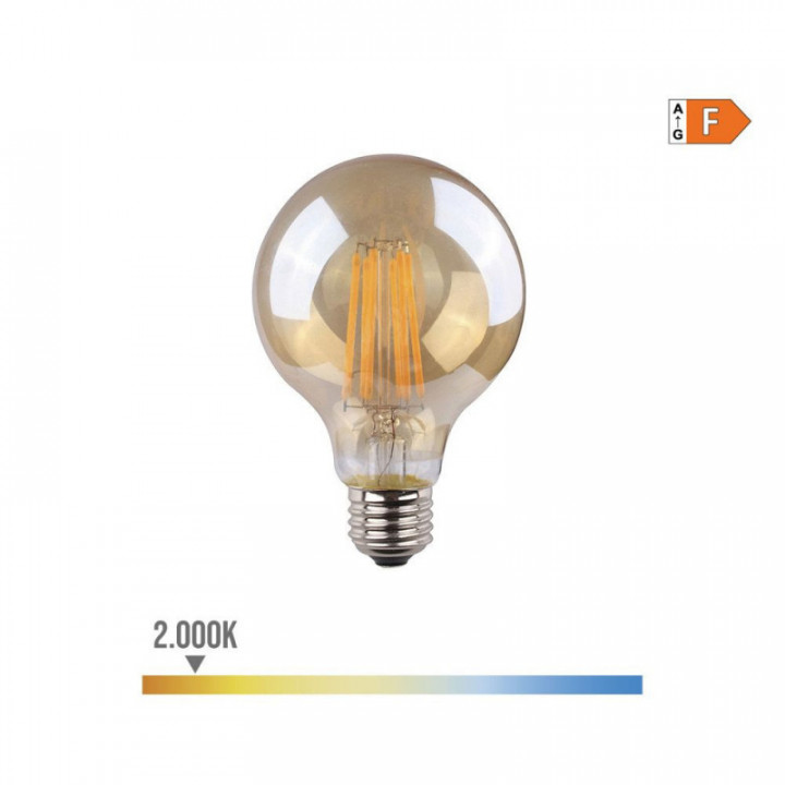 AMPOULE BALLON AVEC FILAMENT LED. VERRE VINTAGE E27 8W 720lm