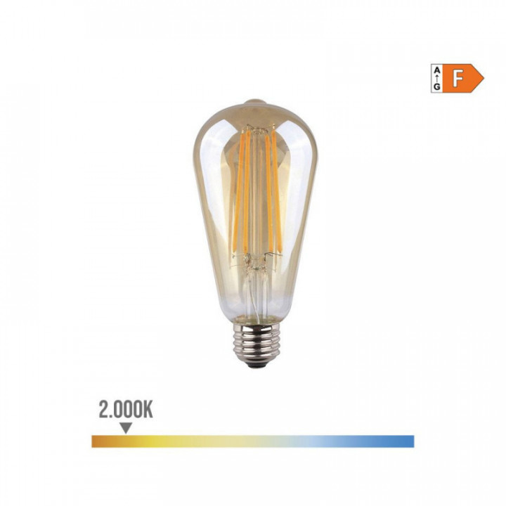 AMPOULE OVÔIDE À FILAMENT LED. VERRE VINTAGE E27 6W 560lm 20