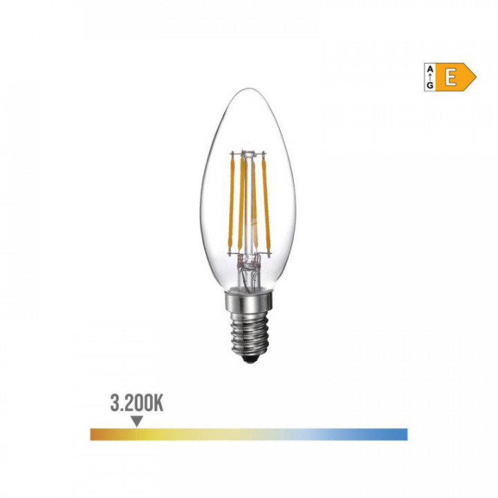 AMPOULE BOUGIE AVEC FILAMENT LED E14 4W 500lm 3200K LUMIÈRE