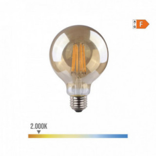 AMPOULE BALLON AVEC FILAMENT LED. VERRE VINTAGE E27 8W 720lm