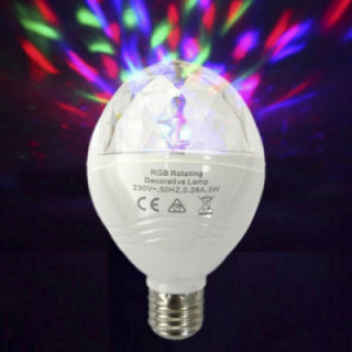 AMPOULE DISCO LED RGB E27 3W MULTICOLORE ROTATION 360° Ø8x13