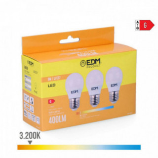 KIT 3 AMPOULES LED SPHÉRIQUES E27 5W 400lm 3200K LUMIÈRE CHA