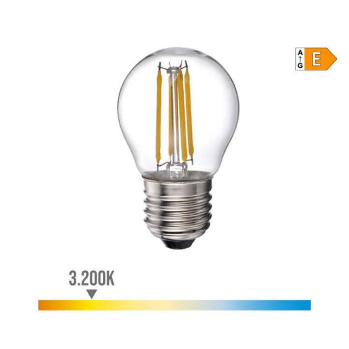 AMPOULE SPHÉRIQUE AVEC FILAMENT LED E27 4W 500lm 3200K LUMIÈ