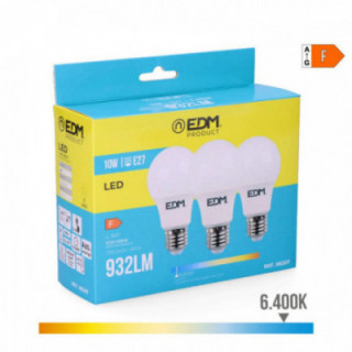 KIT 3 AMPOULES LED STANDARD E27 10W 932lm 6400K LUMIÈRE FROI