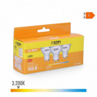 KIT 3 AMPOULES LED DICHROÏQUES GU10 5W 450lm 3200K LUMIÈRE C