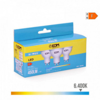 KIT 3 AMPOULES LED DICHROÏQUES GU10 5W 450lm 6400K LUMIÈRE F