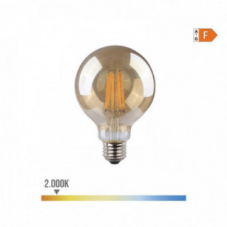 AMPOULE BALLON AVEC FILAMENT LED. VERRE VINTAGE E27 8W 720lm