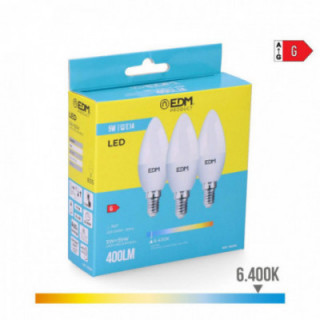 KIT 3 AMPOULES BOUGIE LED E14 5W 400lm 6400K LUMIÈRE FROIDE