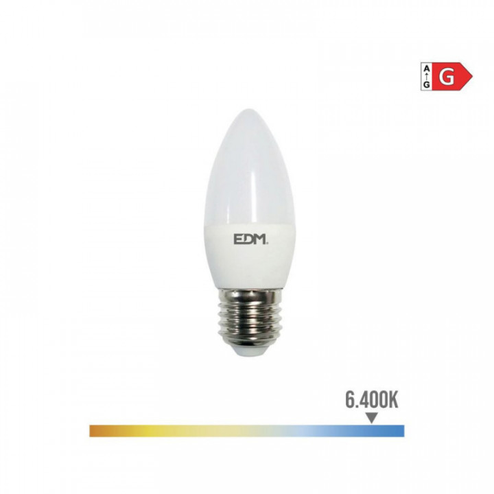 AMPOULE BOUGIE LED E27 5W 400lm 6400K LUMIÈRE FROIDE Ø3.5x10