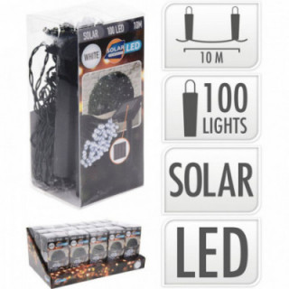 GUIRLANDE LED, BLANC FROID, 100 LEDS, SOLAIRE, 10m.