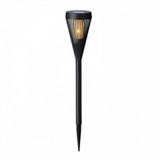 PIQUET SOLAIRE EN FORME DE TORCHE 12 LEDS, NOIR, Ø10 x 46 cm