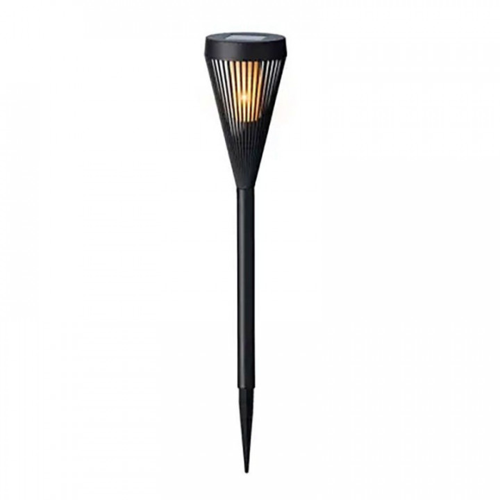 PIQUET SOLAIRE EN FORME DE TORCHE 12 LEDS, NOIR, Ø10 x 46 cm