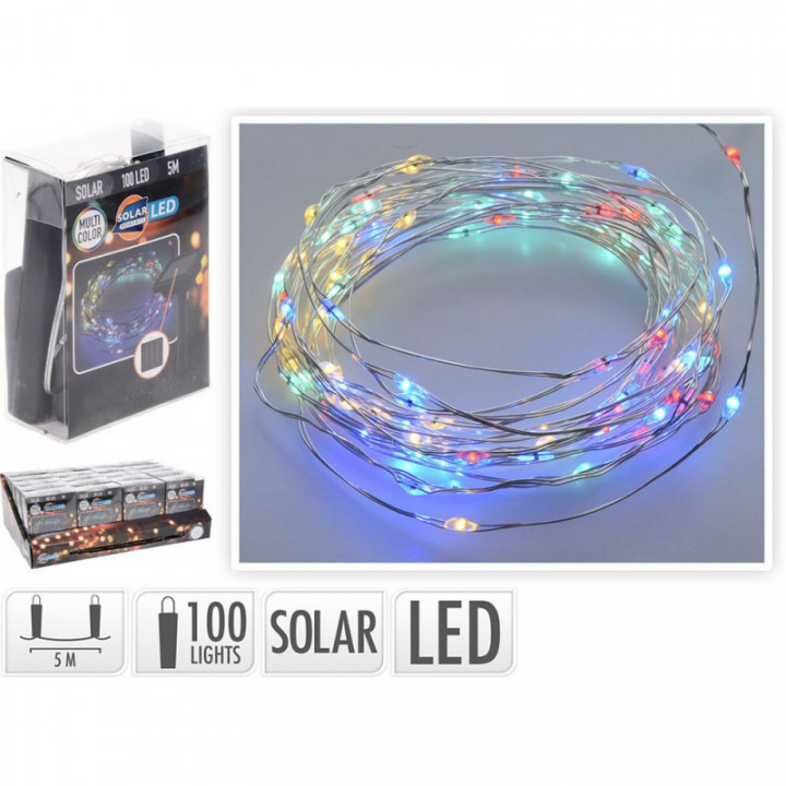 GUIRLANDE MICRO LED SOLAIRE MULTICOLORE, 100 LEDS, 7m.