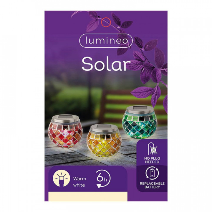 LED SOLAIRE DESIGN MOSAÏQUE 9cm COULEURS VARIÉES 894596