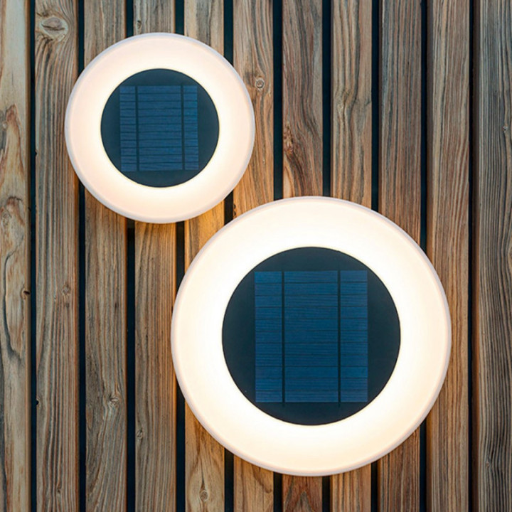 APPLIQUE LED SOLAIRE WALLY 27, BLANCHE, Ø27 x 5 cm