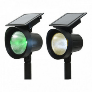 SET DE 2 PIQUETS PROJECTEUR SOLAIRE LED 25lm LUMIÈRE MULTICO