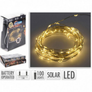 GUIRLANDE MICRO LED, BLANC CHAUD, 100 LEDS, SOLAIRE, 7m.