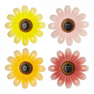 LAMPE SOLAIRE MÉTALLIQUE EN FORME DE FLEUR Ø14x4cm COULEURS