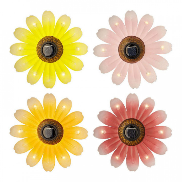 LAMPE SOLAIRE MÉTALLIQUE EN FORME DE FLEUR Ø14x4cm COULEURS