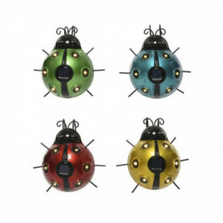 LUMIERE SOLAIRE METALLIQUE EN FORME DE COCCINELLE 14,5x13x5c