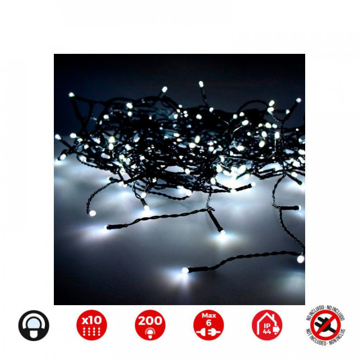 RIDEAU LED EASY CONNECT, BLANC FROID, INTÉRIEUR-EXTÉRIEUR 2x