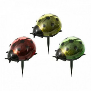PIQUET SOLAIRE COCCINELLE, COULEURS ASSORTIES, Ø8 x 14 cm