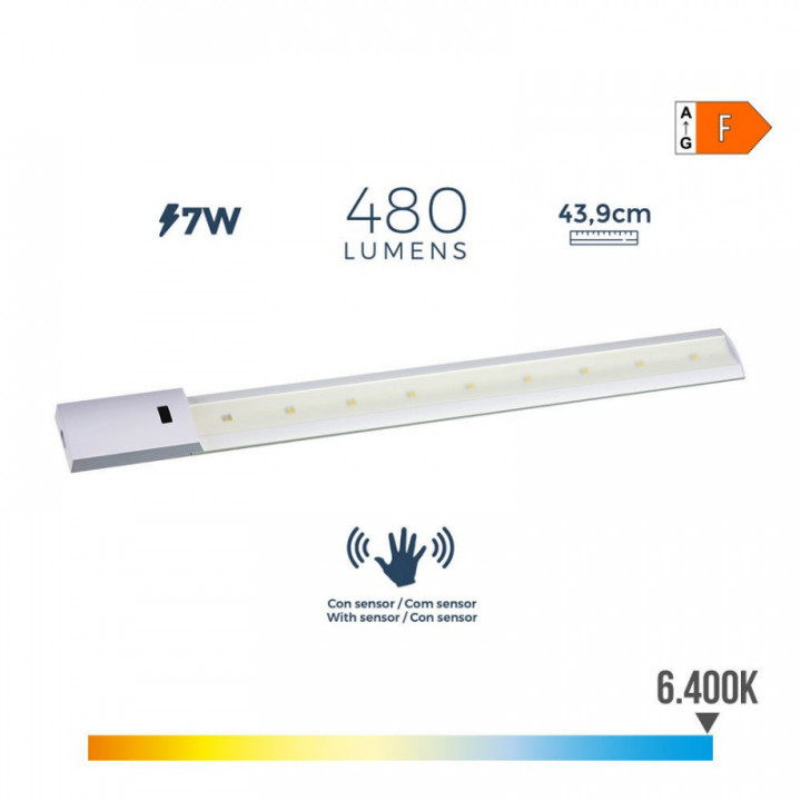 RÉGLETTE LED AVEC DÉTECTEUR DE MOUVEMENT 7 w 480 lm 6500 k L