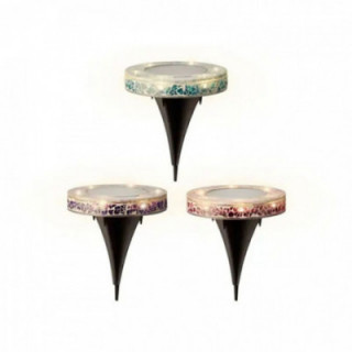 PIQUET SOLAIRE ROND EN VERRE MOSAÏQUE, 6 leds, 7 lm, Ø11,5 x