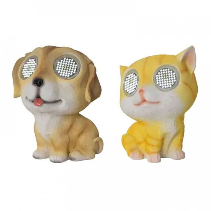 FIGURINE SOLAIRE D'ANIMAL, MODÈLES VARIÉS, 9 x 8 x 11 cm