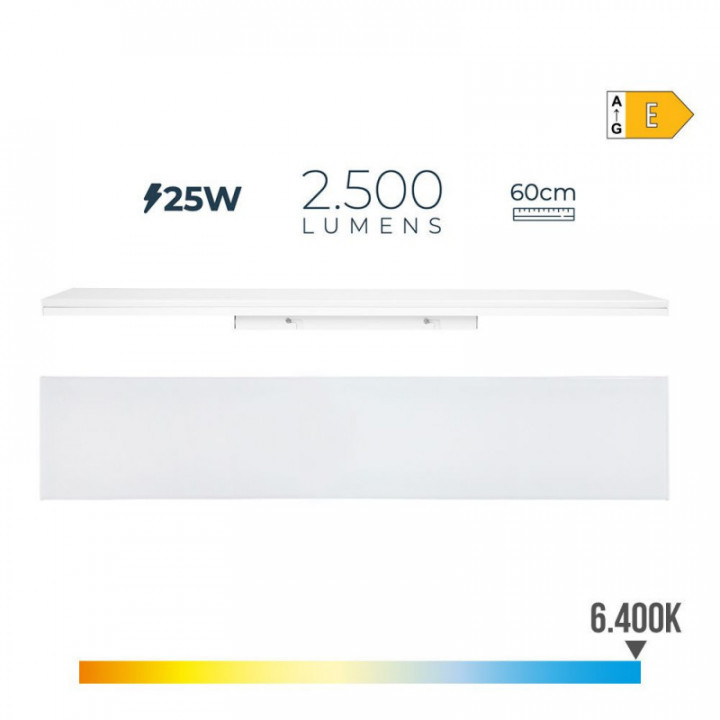 REGLETTE LED 25W 6400K LUMIERE FROIDE 2500lm 60x4,5x12cm EDM